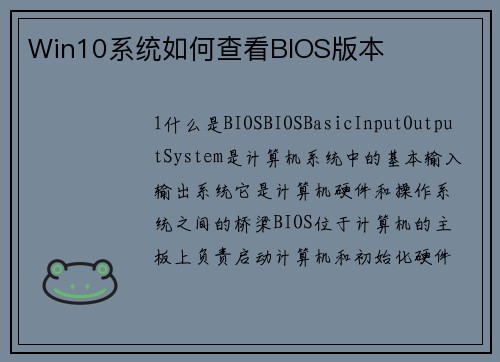 Win10系统如何查看BIOS版本